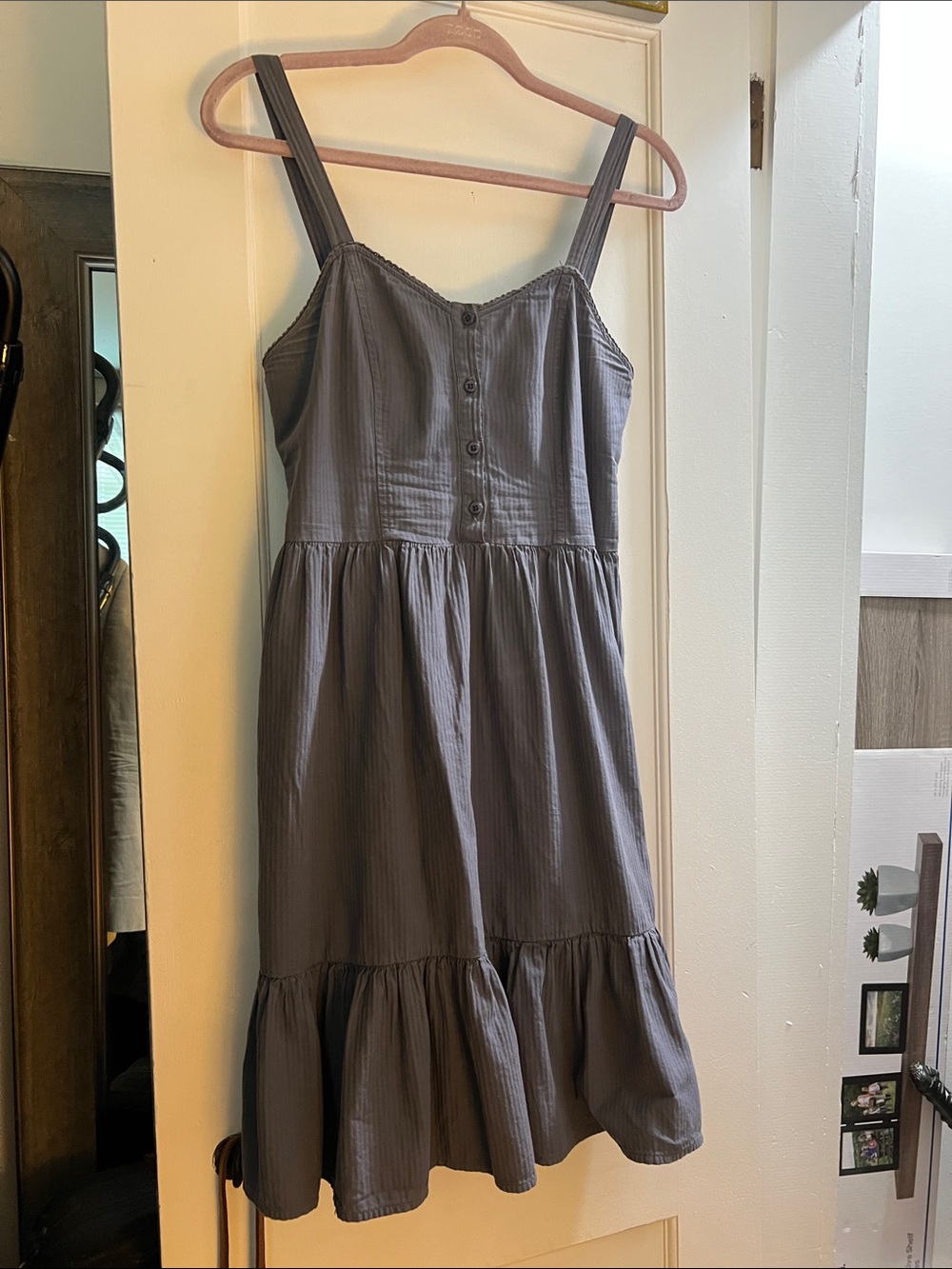 Brandy Melville Dusty Blue Sleeveless Tiered Midi Dress